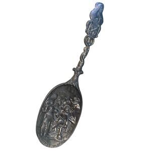 Vintage Pewter Spoon Dutch Artist Jan Steen De Tandmeester or The Tooth Master